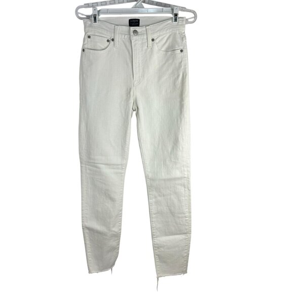 J.Crew High-Rise Skinny Jeans White Distressed Hem Womens Size 26 - Picture 1 of 10